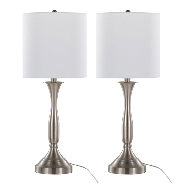 Sawyer - Contemporary Table Lamp (Set of 2) Built In USB Port - Nickel / White