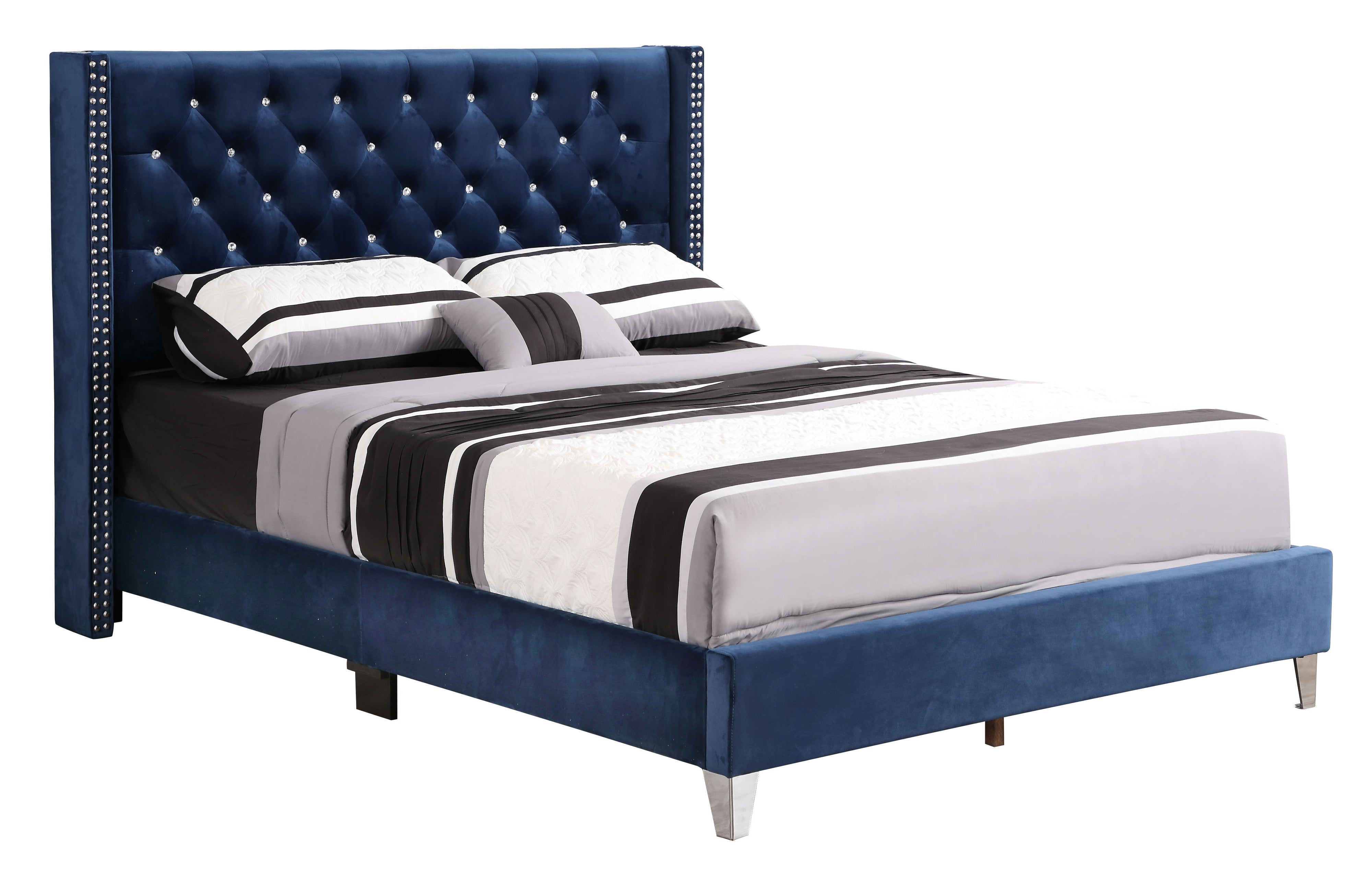 Julie - Upholstered Bed With Faux Diamonds