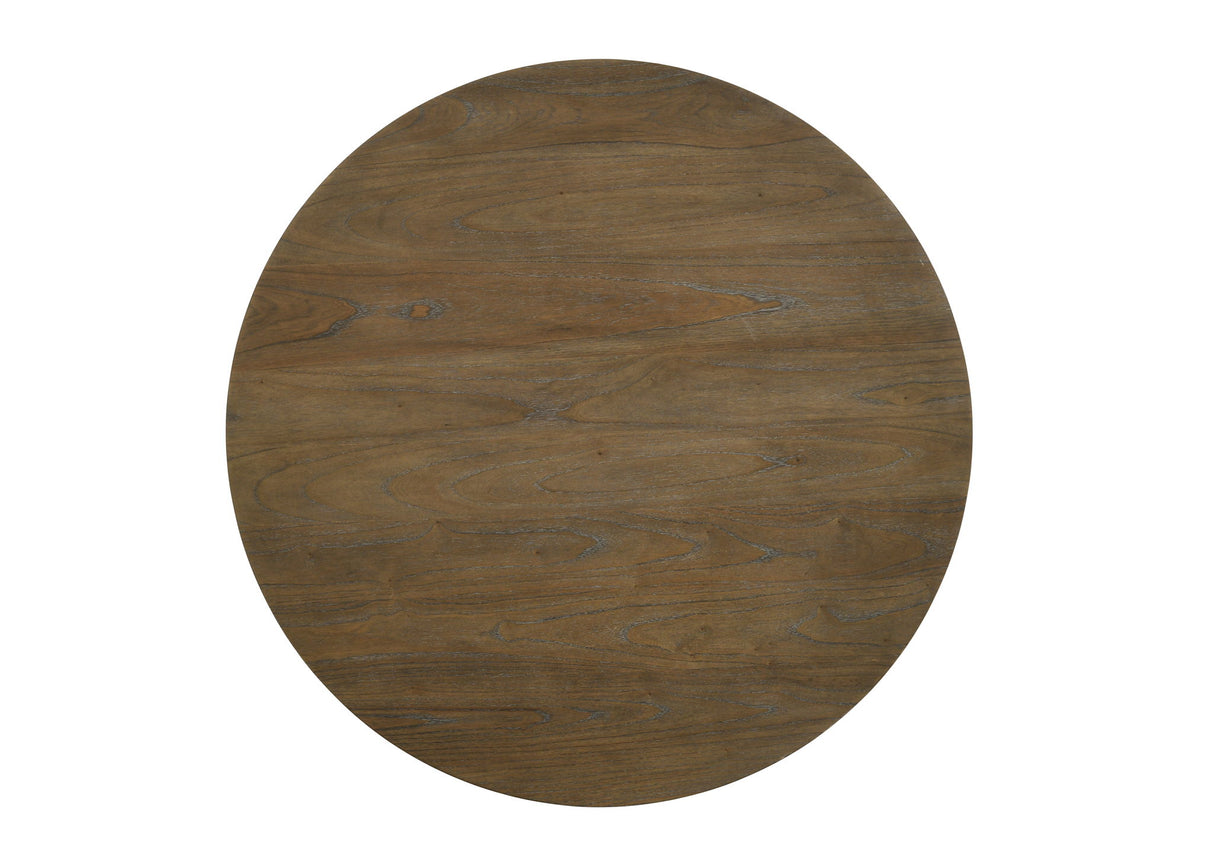 Havanna - 5 Piece Wide Round Dining Table With Off White Chairs (Set of 5) - Vintage Walnut