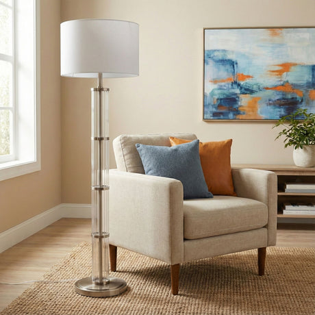 Nimbus - Floor Lamp With 3 Way Rotary Switch Clear Body Base - Silver Gray / White - view 5