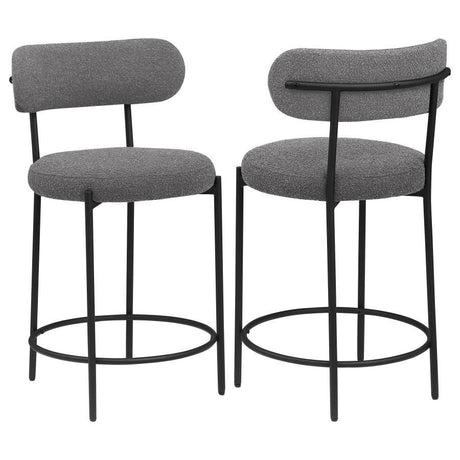 Viola - Boucle Upholstered Bar Stool (Set of 2) Dark Gray 20"W x 20"D x 36"H by Coaster Fine Furniture | Bel Furniture