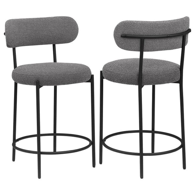 Viola - Boucle Upholstered Bar Stool (Set of 2) Dark Gray 20"W x 20"D x 36"H by Coaster Fine Furniture | Bel Furniture