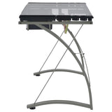 Melo - Glass Top DRAFting Table With Storage - Silver by CoasterEveryday | Bel Furniture