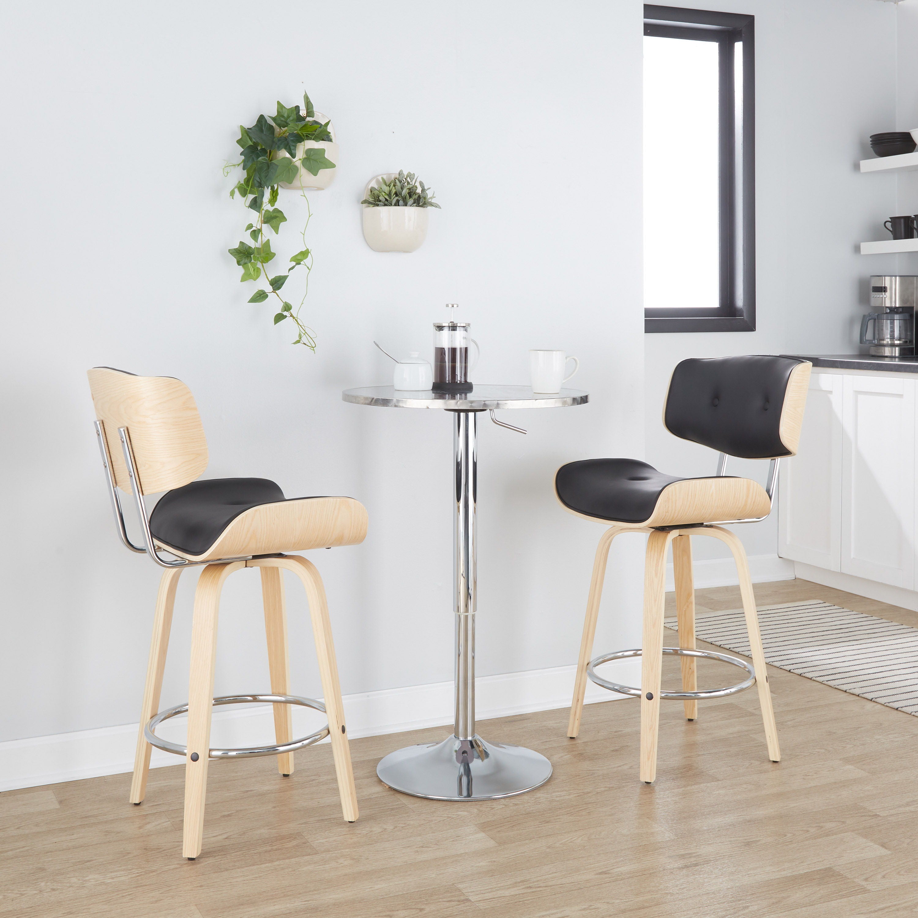 Bistro - Contemporary Adjustable Round Bar Table - Silver