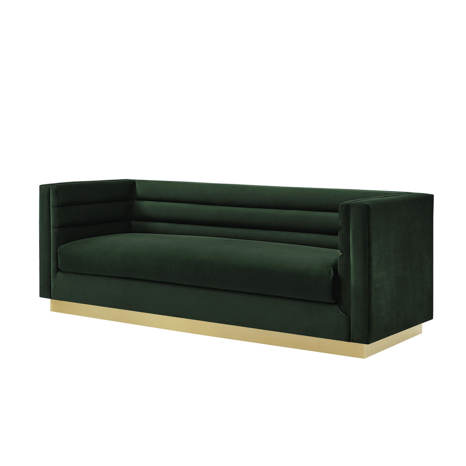 Velvet Sofa With Gold Legs - Hunter Green