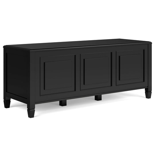 Connaught - Handcrafted Storage Bench Trunk Black by Simpli-Home | Bel Furniture