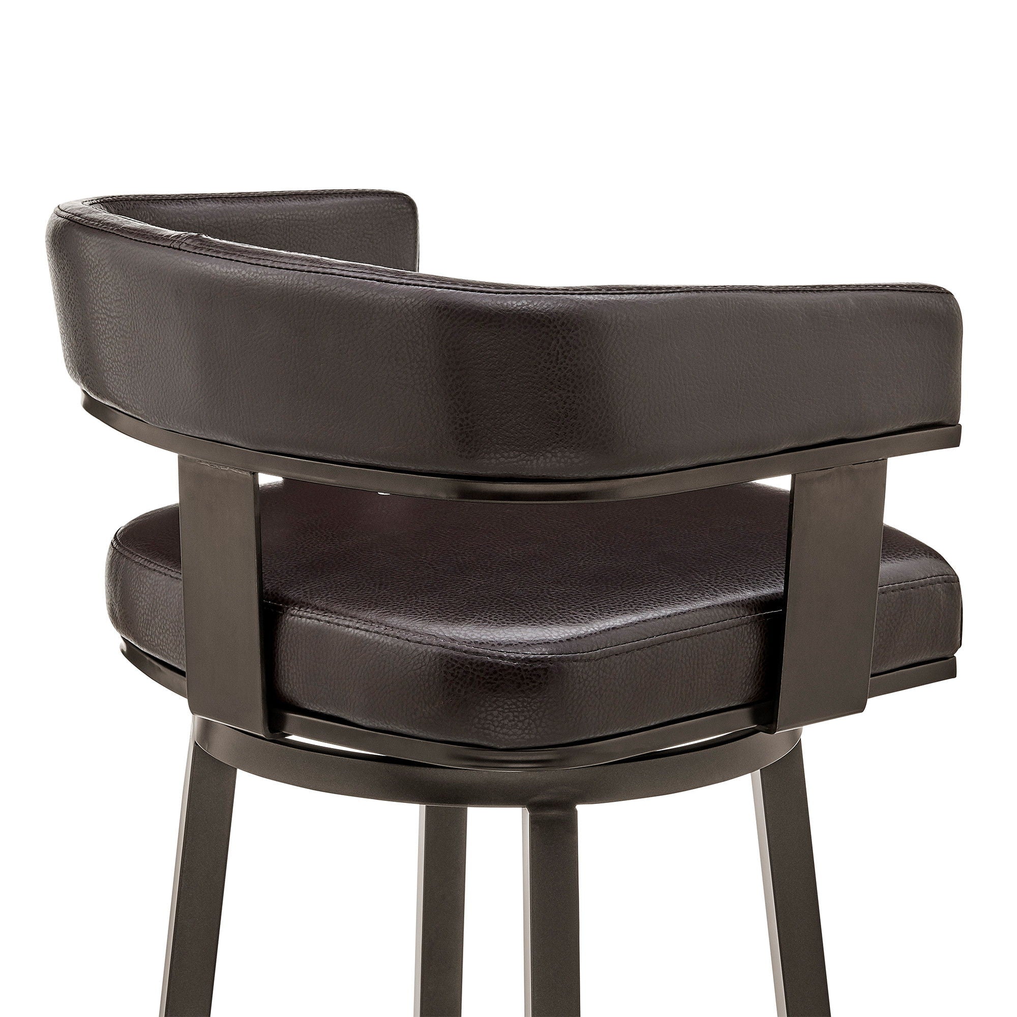 Faux Leather Swivel Low Back Bar Height Bar Chair - Chocolate And Gray