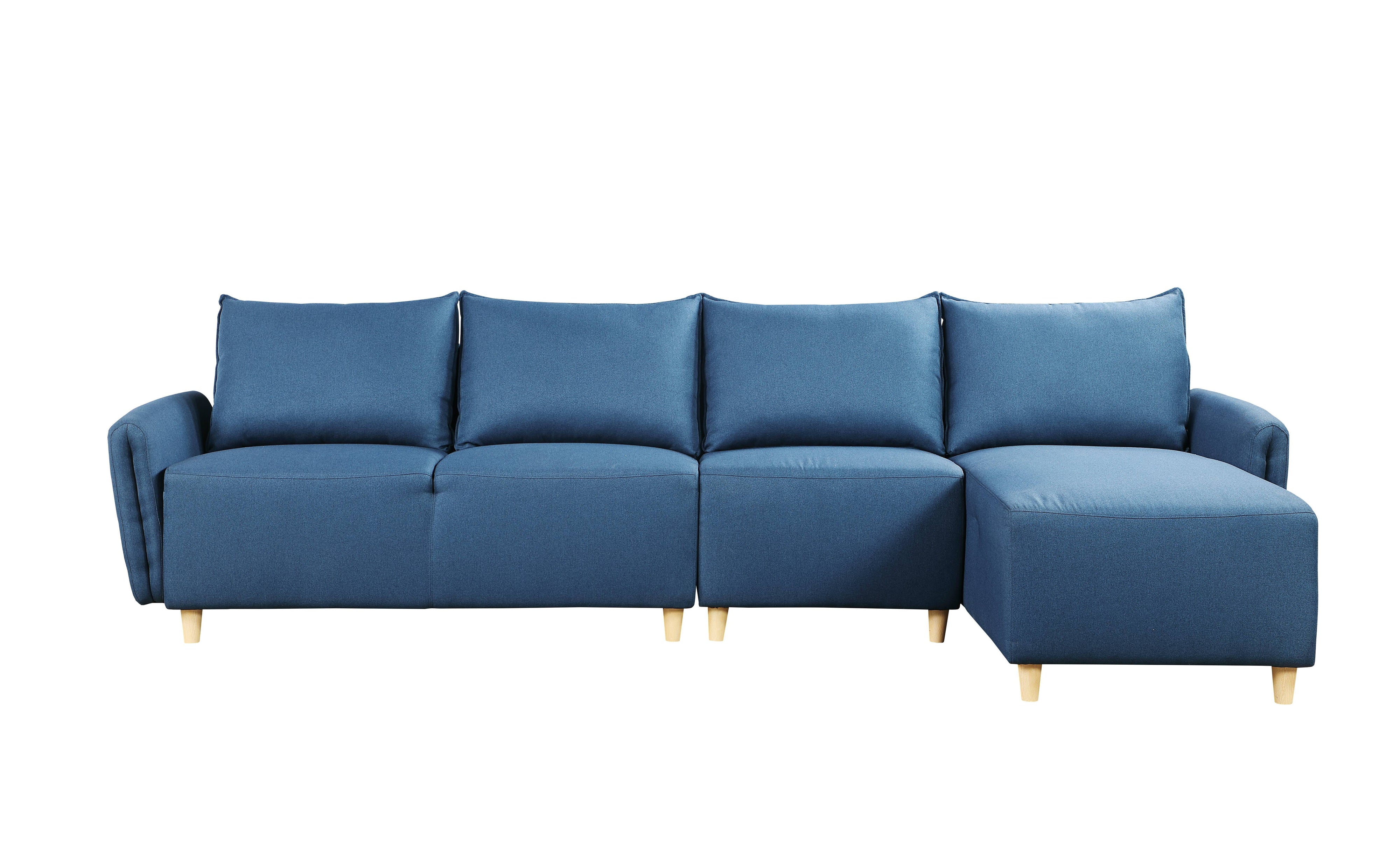 Modular L Shaped Three Piece Sofa And Chaise - Blue