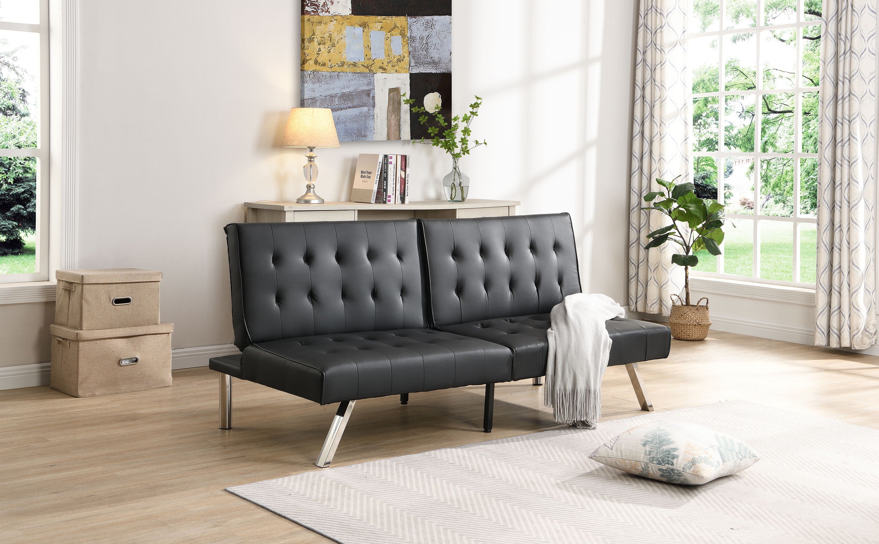 Comfortable Futon Sofa Bed - Black