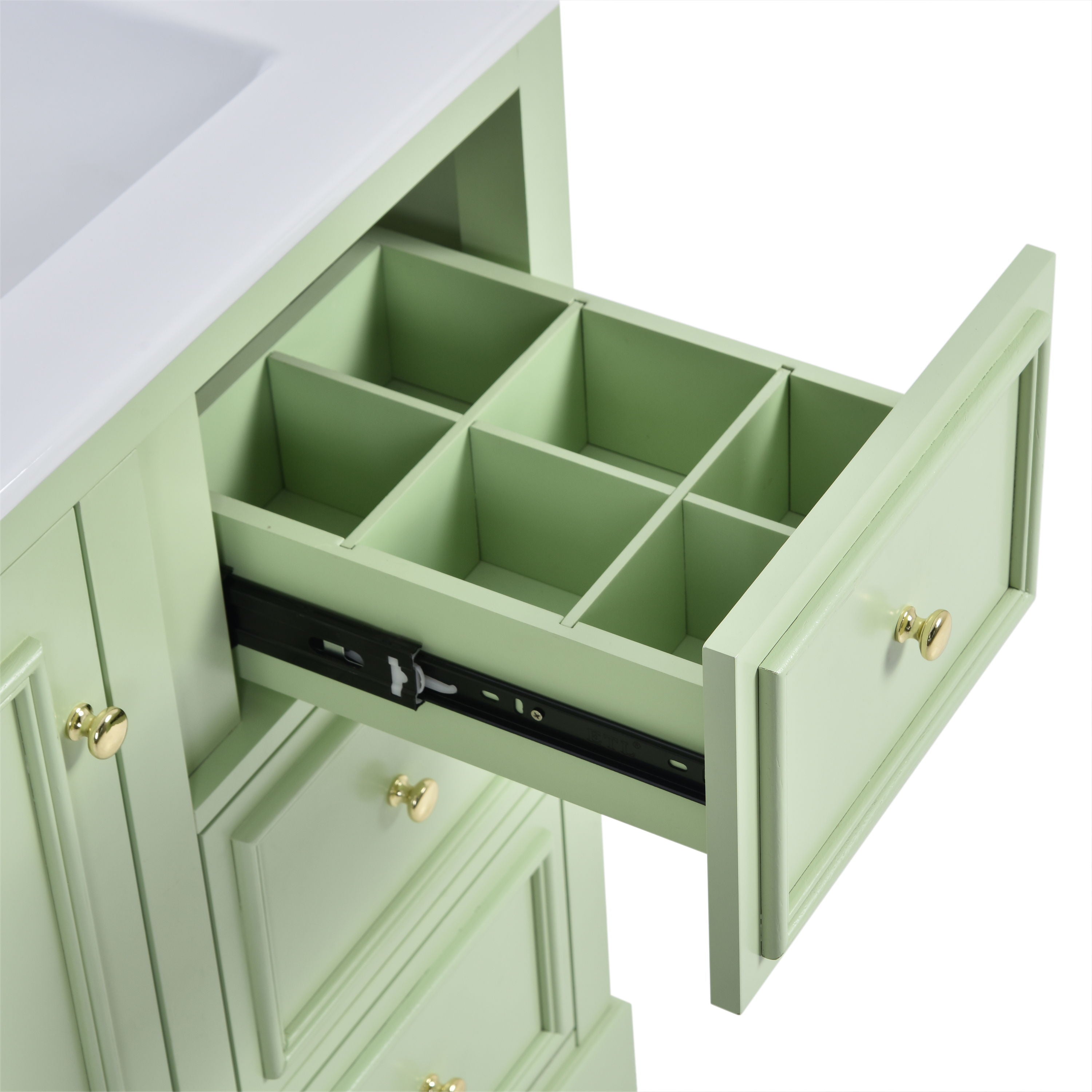 Bathroom Vanity Cabinet With Ceramic Basin, 3 Drawers And Adjustable Shelves