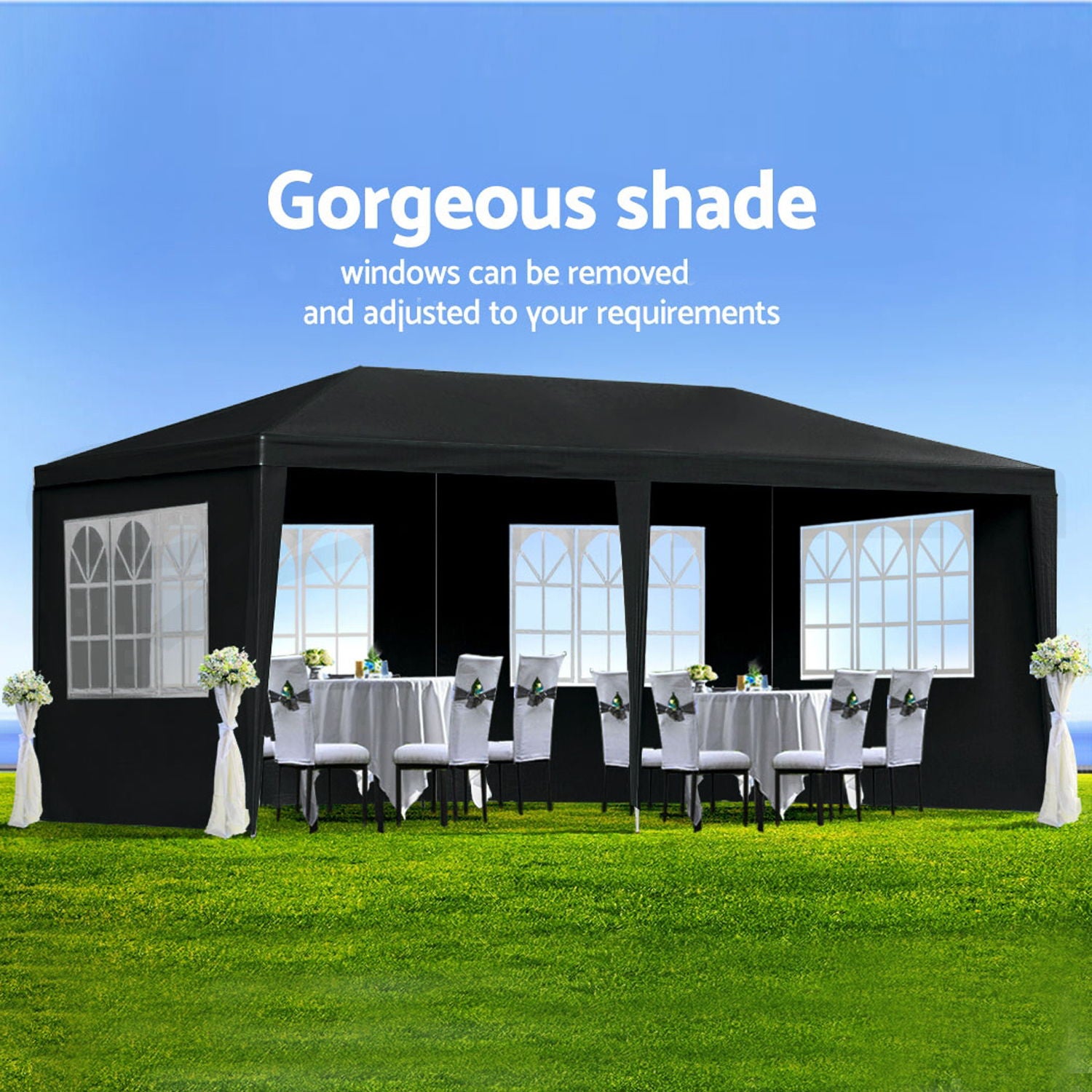 10'X20' Folding Canopy With 6 Removable Sidewalls Outdoor Event Shelter UPF 50+ Gazebo Portable Tents For Parties Beach Camping Wedding Ez Pop Up Canopy