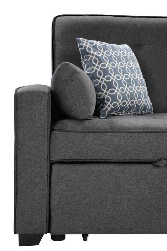 William - Modern Fabric Sleeper Sofa With 2 USB Charging Ports And 4 Accent Pillows - Gray by Lilola Home | Bel Furniture