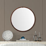 Hausen - Mid-Century Modern Round Accent Wall Mirror - Brown Walnut by Jennifer Taylor Home | Bel Furniture