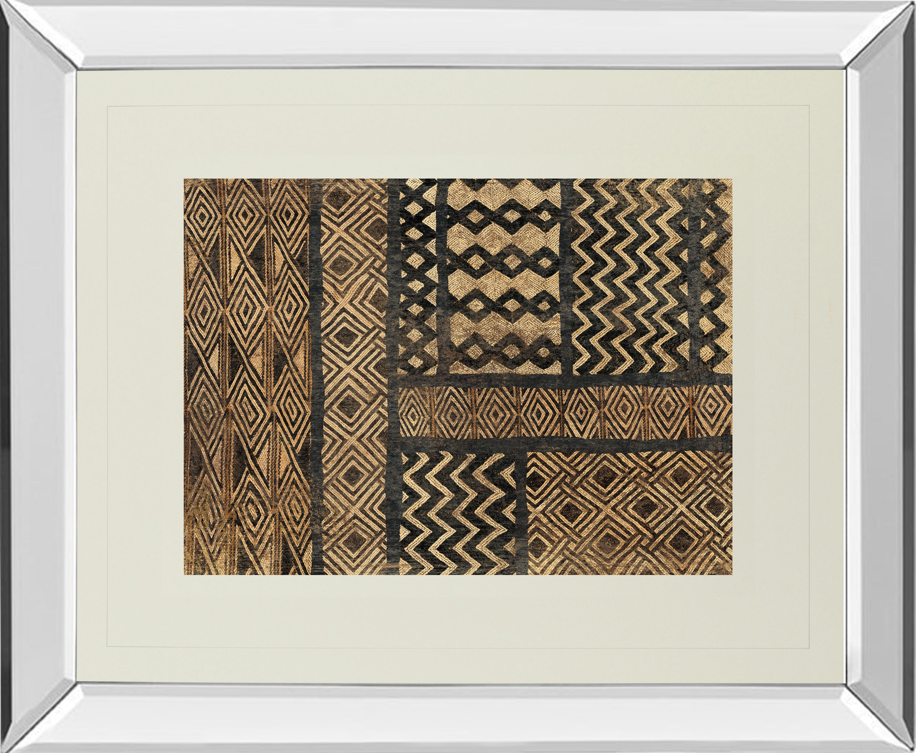 Kuba Abstract By Sue Schlabach - Mirror Framed Print Wall Art - Dark Brown