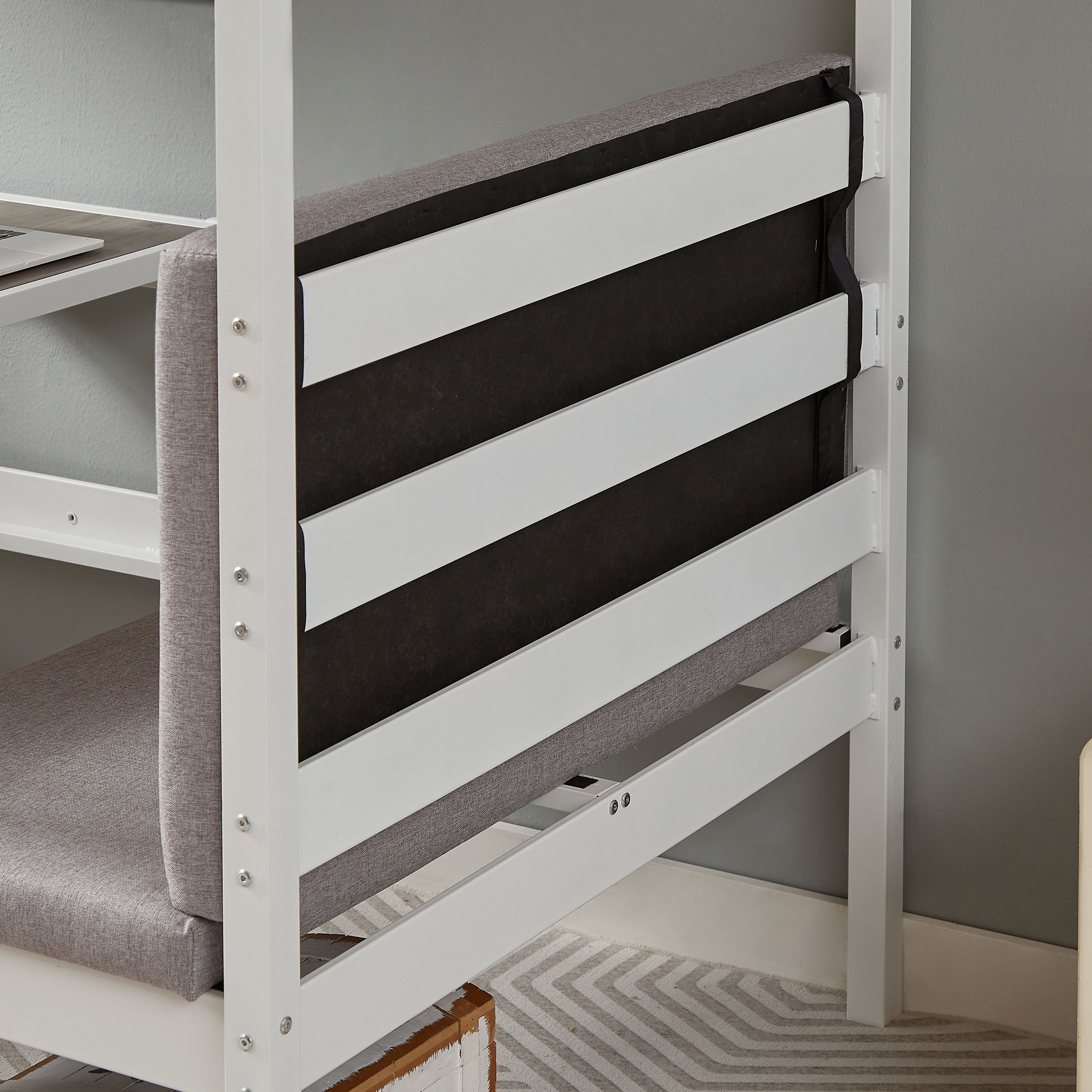 Twin Over Twin Bunk Beds Can Be Turn Into Upper Bed And Down Desk, Cushion Sets Are Free - White