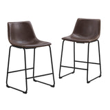 Industrial Counter Stools (Set of 2) Dark Brown by Walker Edison | Bel Furniture
