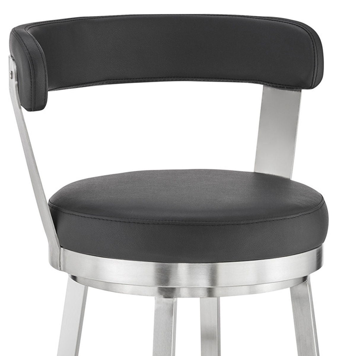 Swivel Backless Bar Height Bar Chair - Black / Silver