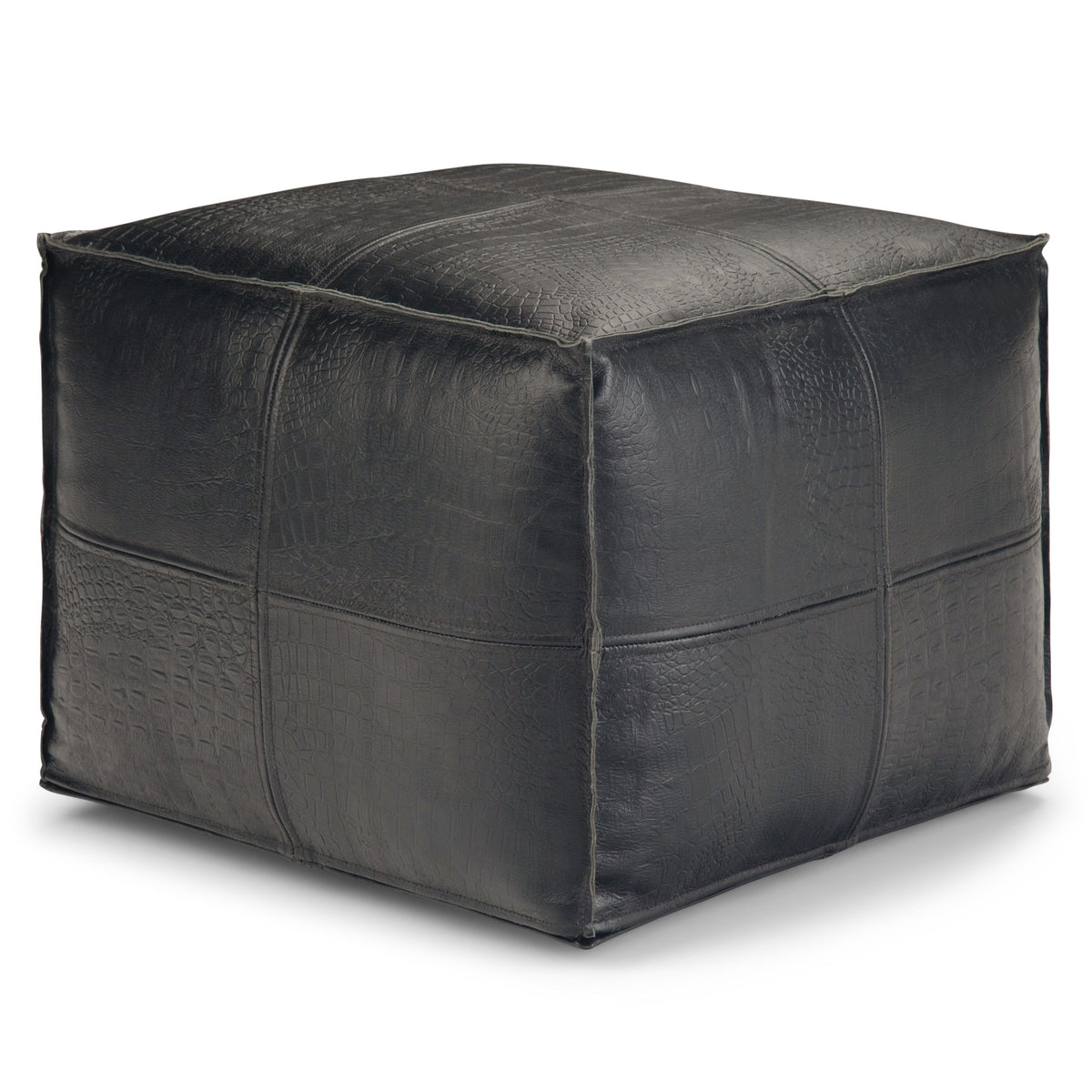 Bowen - Square Pouf - Black by Simpli-Home | Bel Furniture