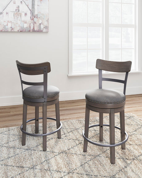 Caitbrook - UPH Swivel Barstool - Gray - view 6