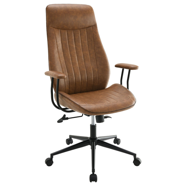 Ranger - Upholstered Adjustable Home Office Desk Chair - Brown by CoasterEveryday | Bel Furniture