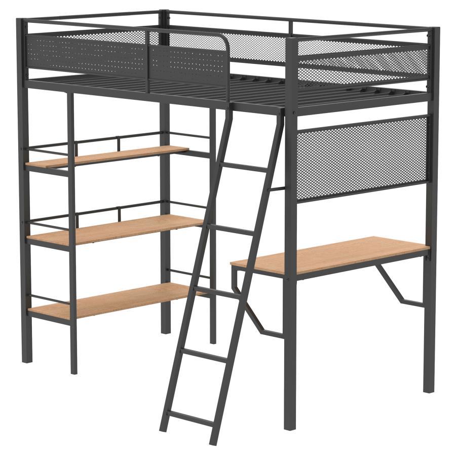 Campus - 3-Shelf Metal Twin Workstation Loft Bed