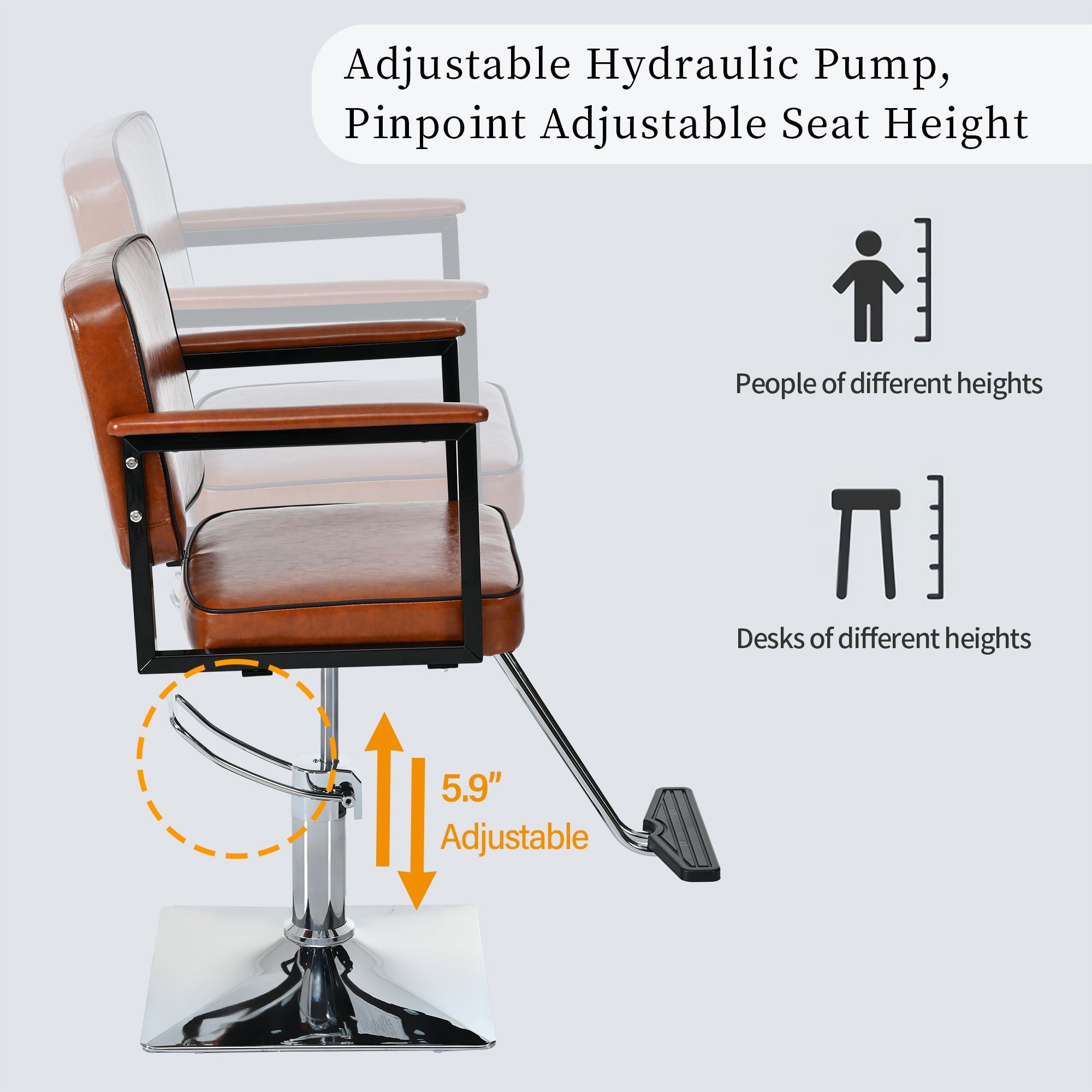 Classic Barber Chair, Styling Salon Chair With Hydraulic Pump Swivel Barber Chair, For Beauty Salon Spa Equipment - Brown