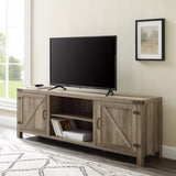 Rustic Farmhouse Double Barn Door 70" TV Stand For 80" TVs With Center Shelves by Walker Edison | Bel Furniture