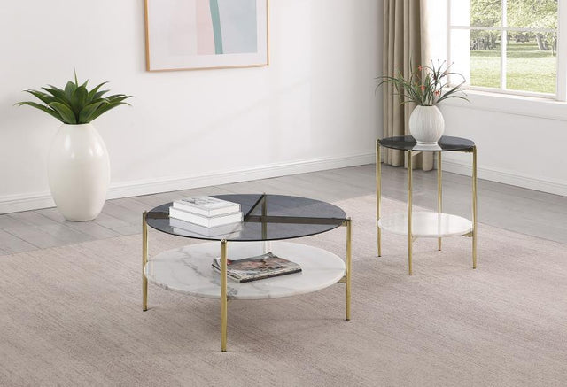 Jonelle - Round Coffee Table Set Gray 2 Pc. Coffee Table, End Table by Coaster Fine Furniture | Bel Furniture