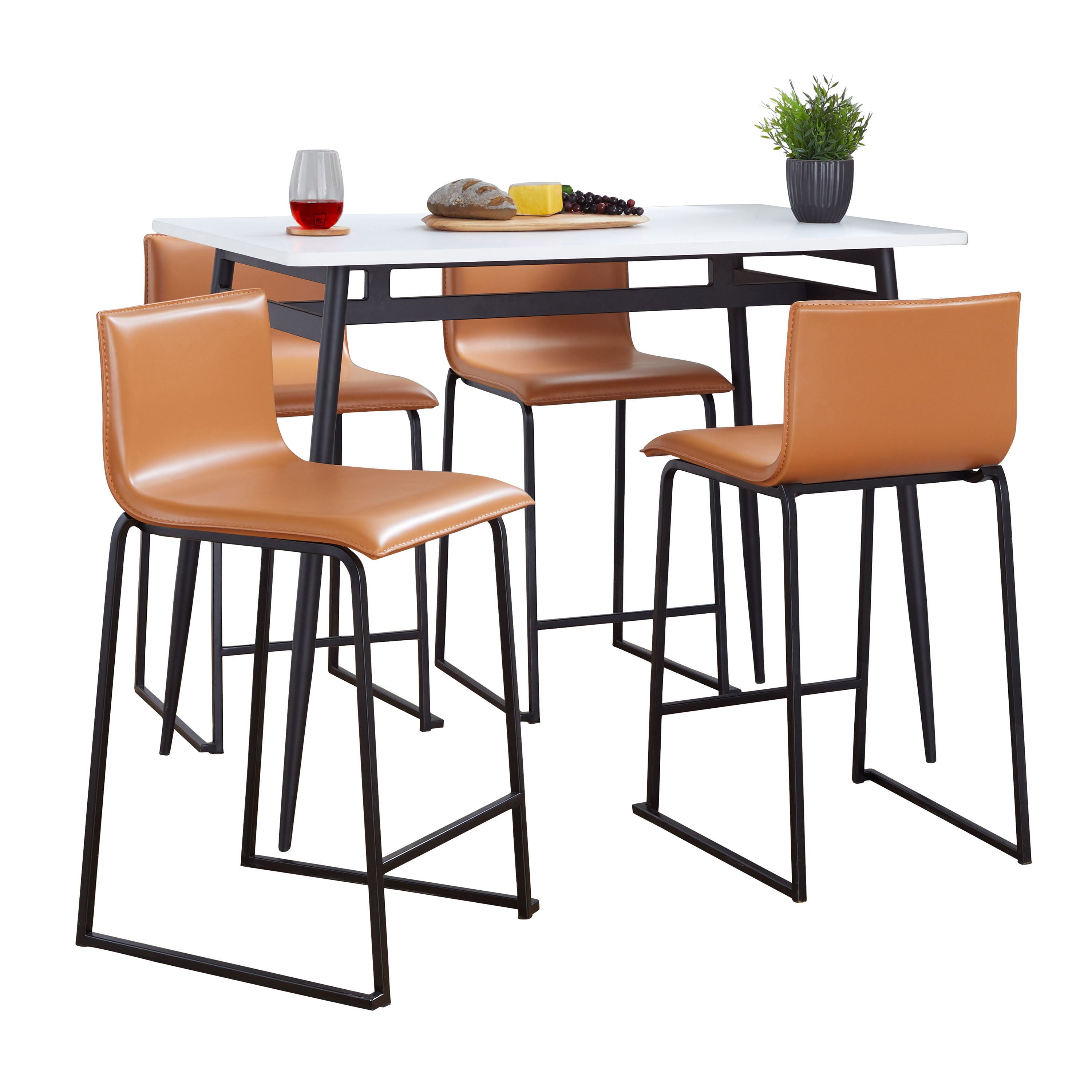 Marcel Mara - 5 Piece Upholsted, Contemporary Counter Height Dining Set