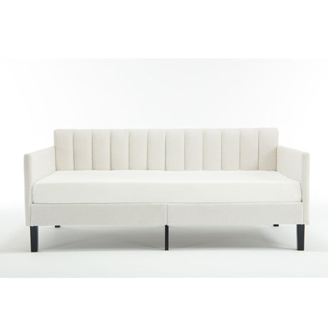 Elena - Boucle Upholstered Daybed, Ribbed Tufted Backrest - view 15