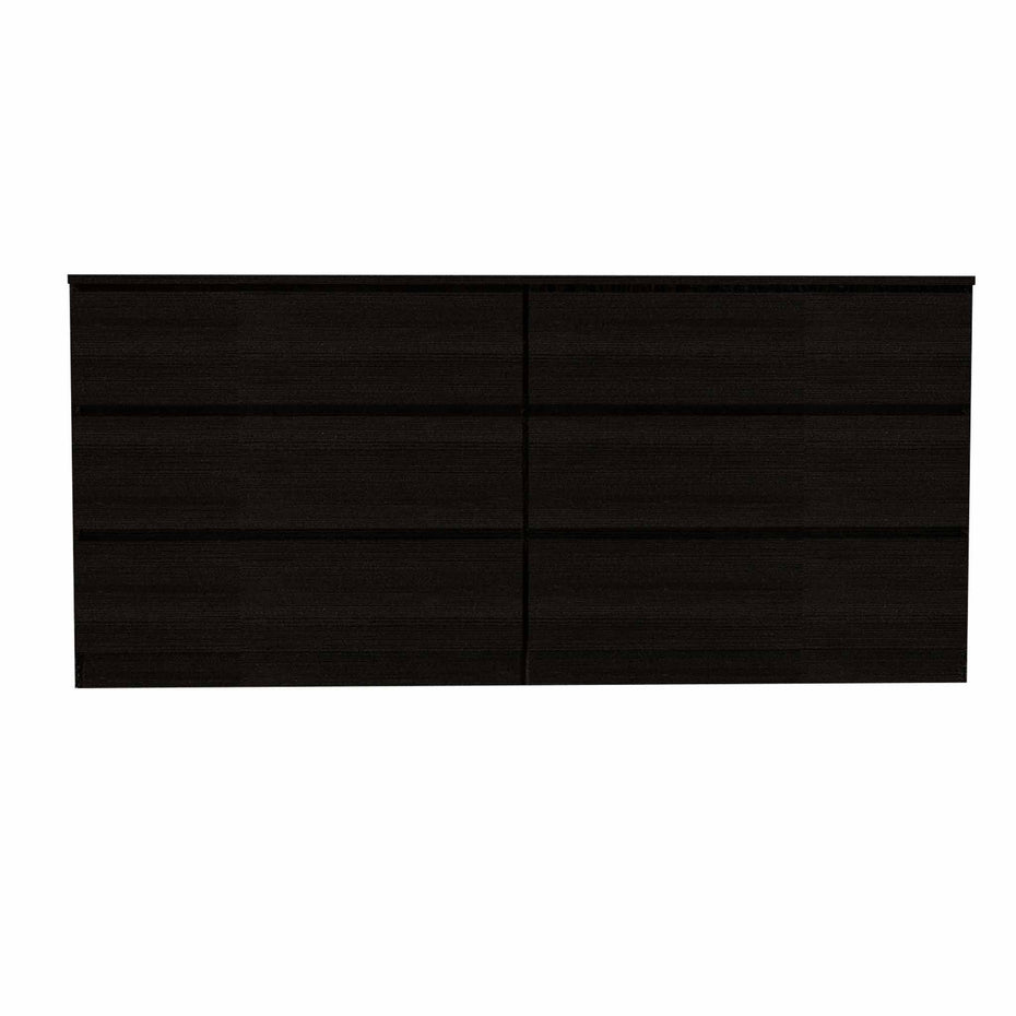 Six Drawer, Double Dresser - Black