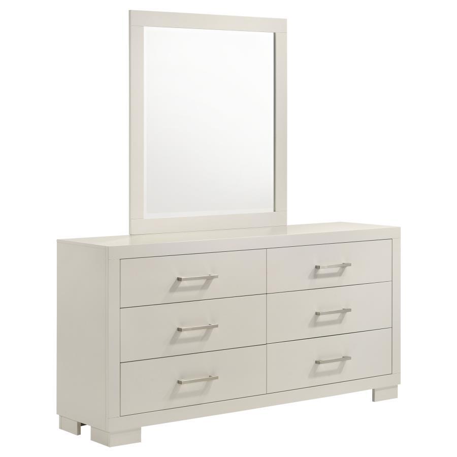 Jessica - 6-Drawer Dresser With Mirror White by CoasterEssence | Bel Furniture