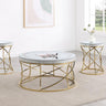 Elise - Round Mirror Top Coffee Table Set Gold 3 Pc. Coffee Table, 2 End Tables by Coaster Fine Furniture | Bel Furniture