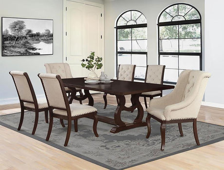 Brockway - Extension Leaf Dining Set Dark Brown 7 Pc. Table, 6 Chairs by CoasterEssence | Bel Furniture