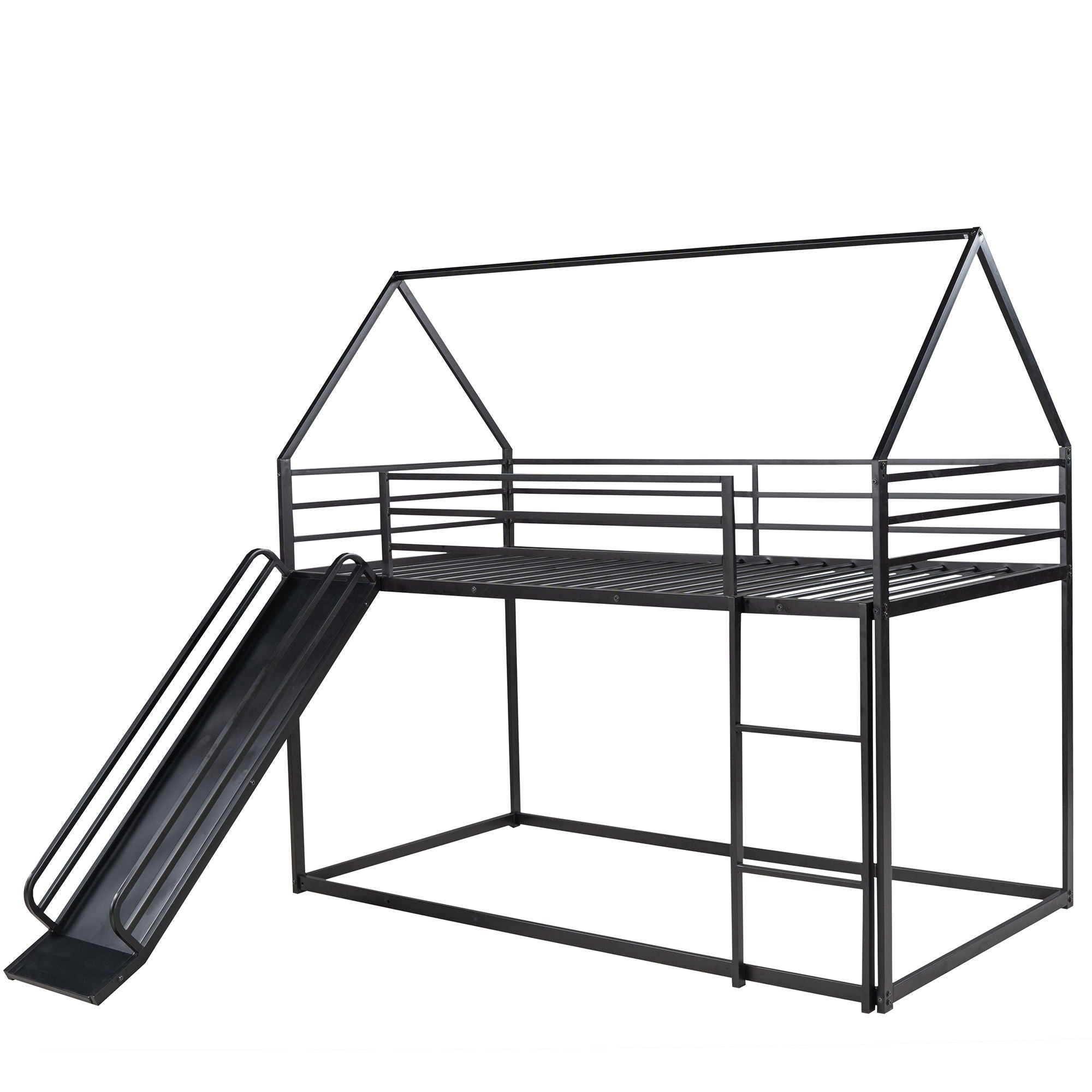 Twin Over Twin House Bunk Bed With Ladder And Slide