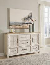 Shaybrock - Antique White / Brown - Dresser by Benchcraft® | Bel Furniture