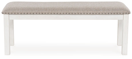 Robbinsdale - Antique White - Large Upholstered Dining Room Bench by Signature Design by Ashley® | Bel Furniture