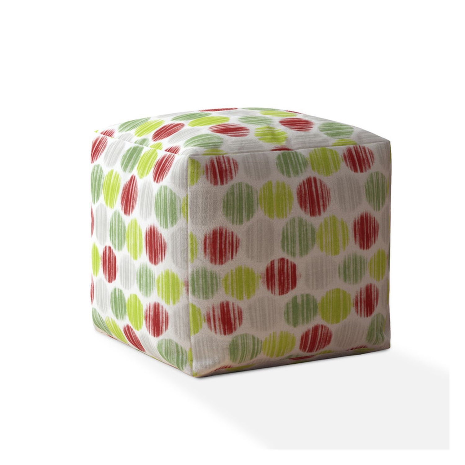 Polka Dots Pouf Ottoman - Green / White