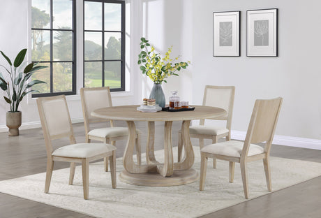 Trofello - 5 Piece Round Dining Table Set - White Washed by Coaster Fine Furniture | Bel Furniture