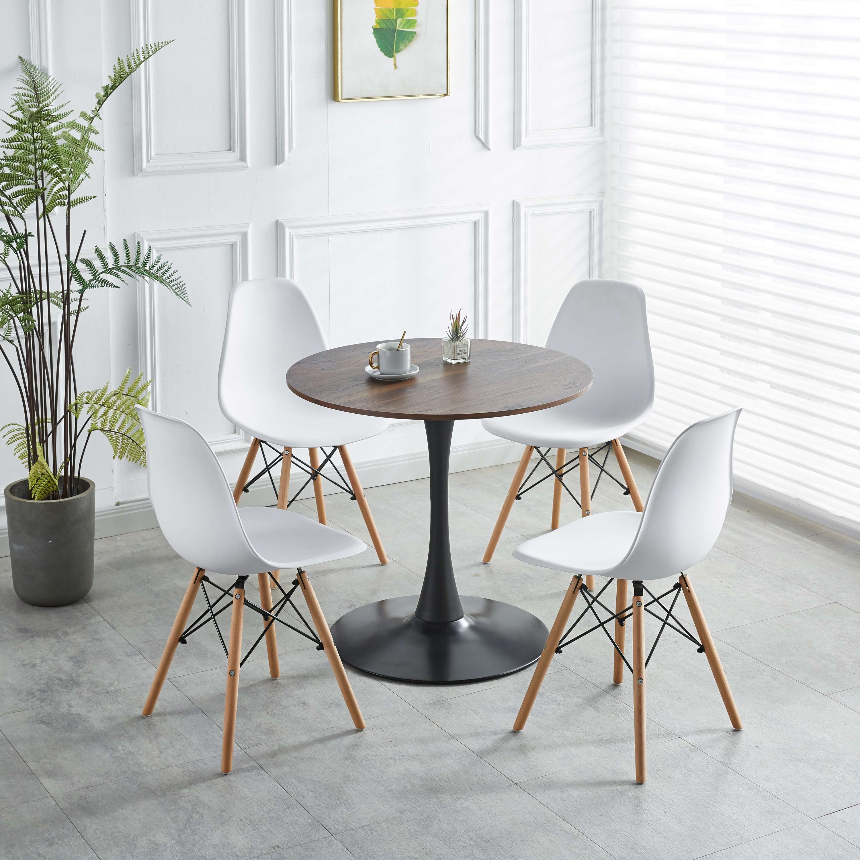 Tulip Table Mid-Century Dining Table With Round MDF Table Top, Pedestal Dining Table, End Table Leisure Coffee Table