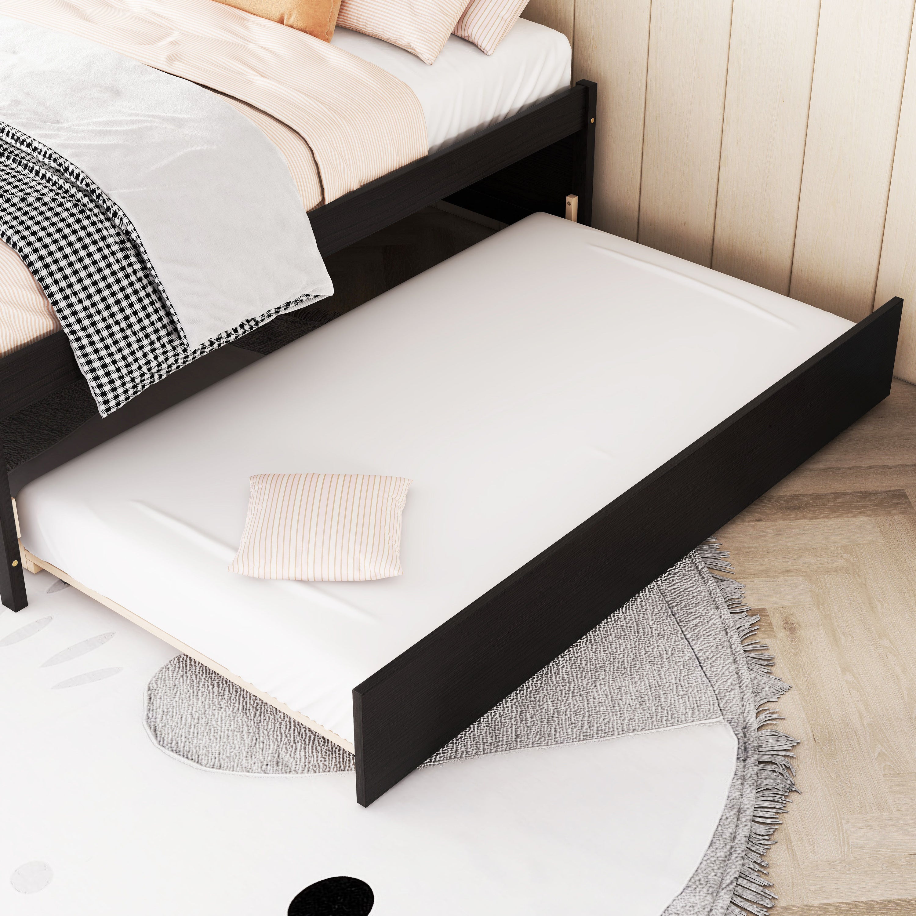 Versatile Bed With Trundle, Under Bed Storage Box And Nightstand