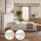 Muse - Queen Upholstered Platform Bed Frame - Ivory / Light Gray / Camel Oak