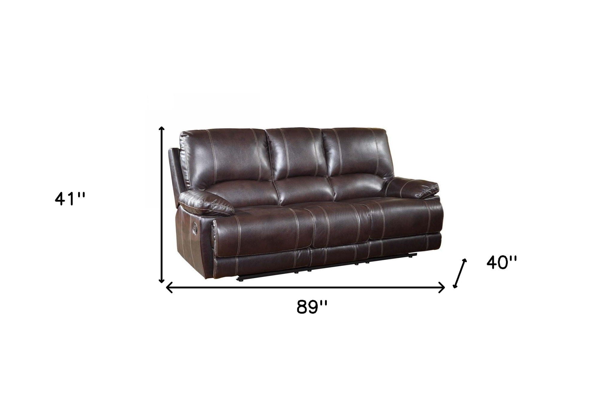 Microfiber Reclining Sofa With Black Legs - Brown