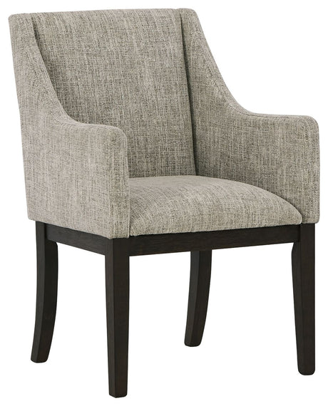 Burkhaus - Beige / Dark Brown - Dining UPH Arm Chair (Set of 2) by Signature Design by Ashley® | Bel Furniture