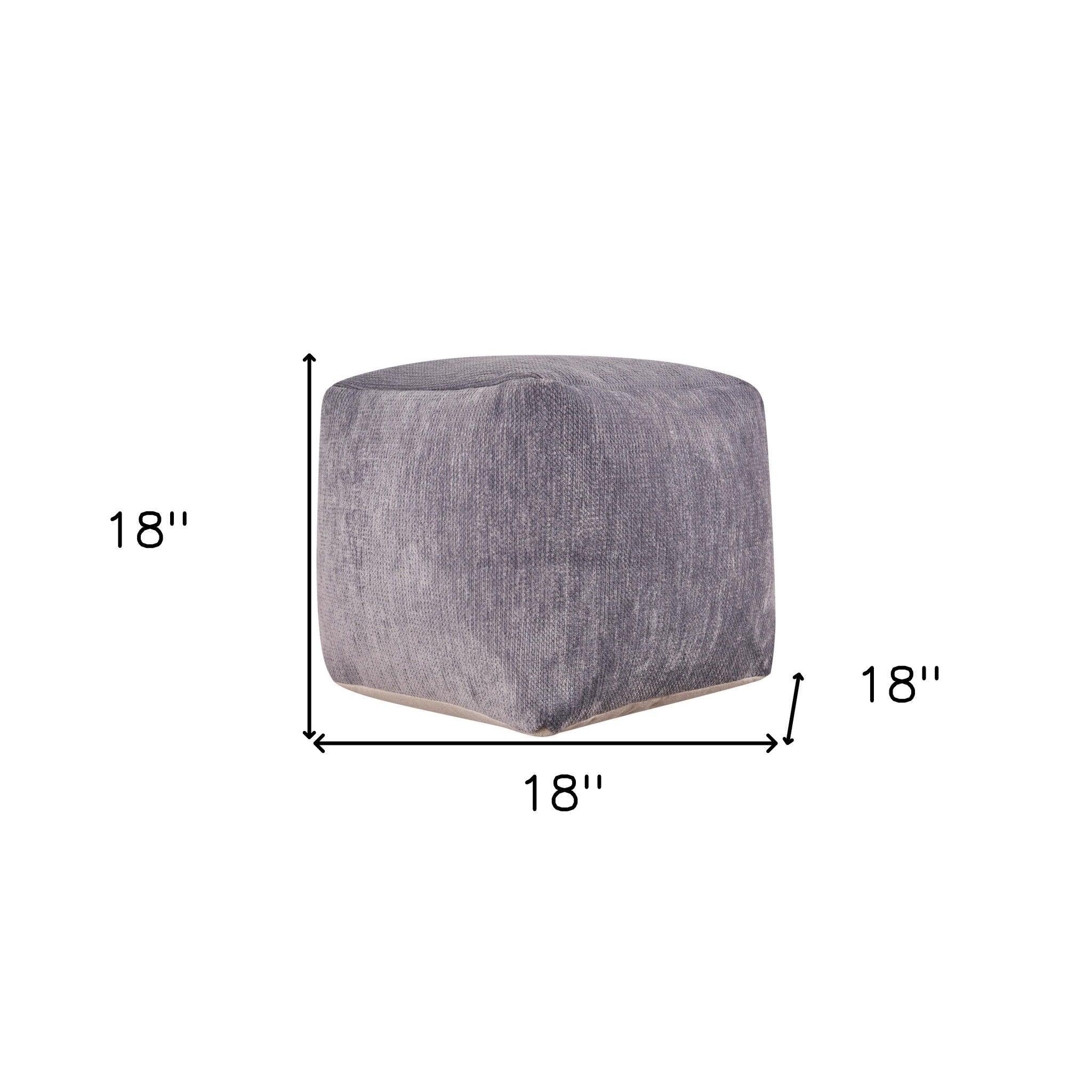 Chenille Cube Pouf Ottoman - Gray