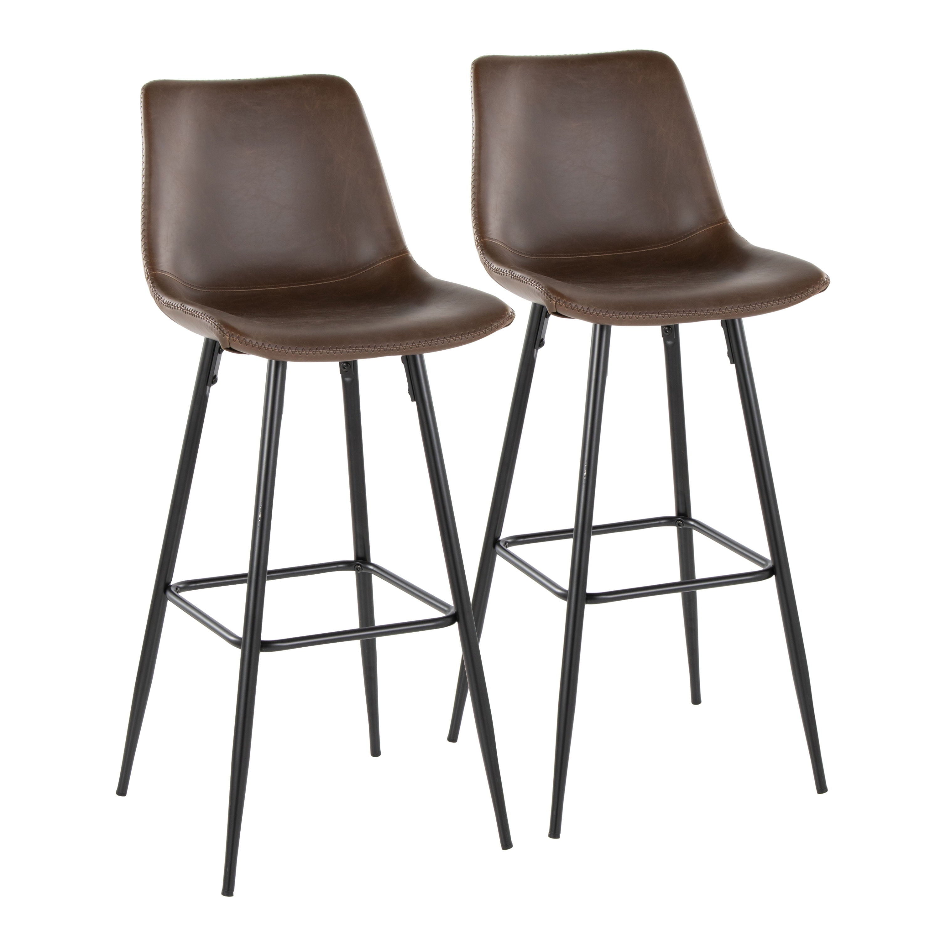 Durango - Industrial / Urban Fixed Height Barstool Square Footrest (Set of 2) - Black / Espresso