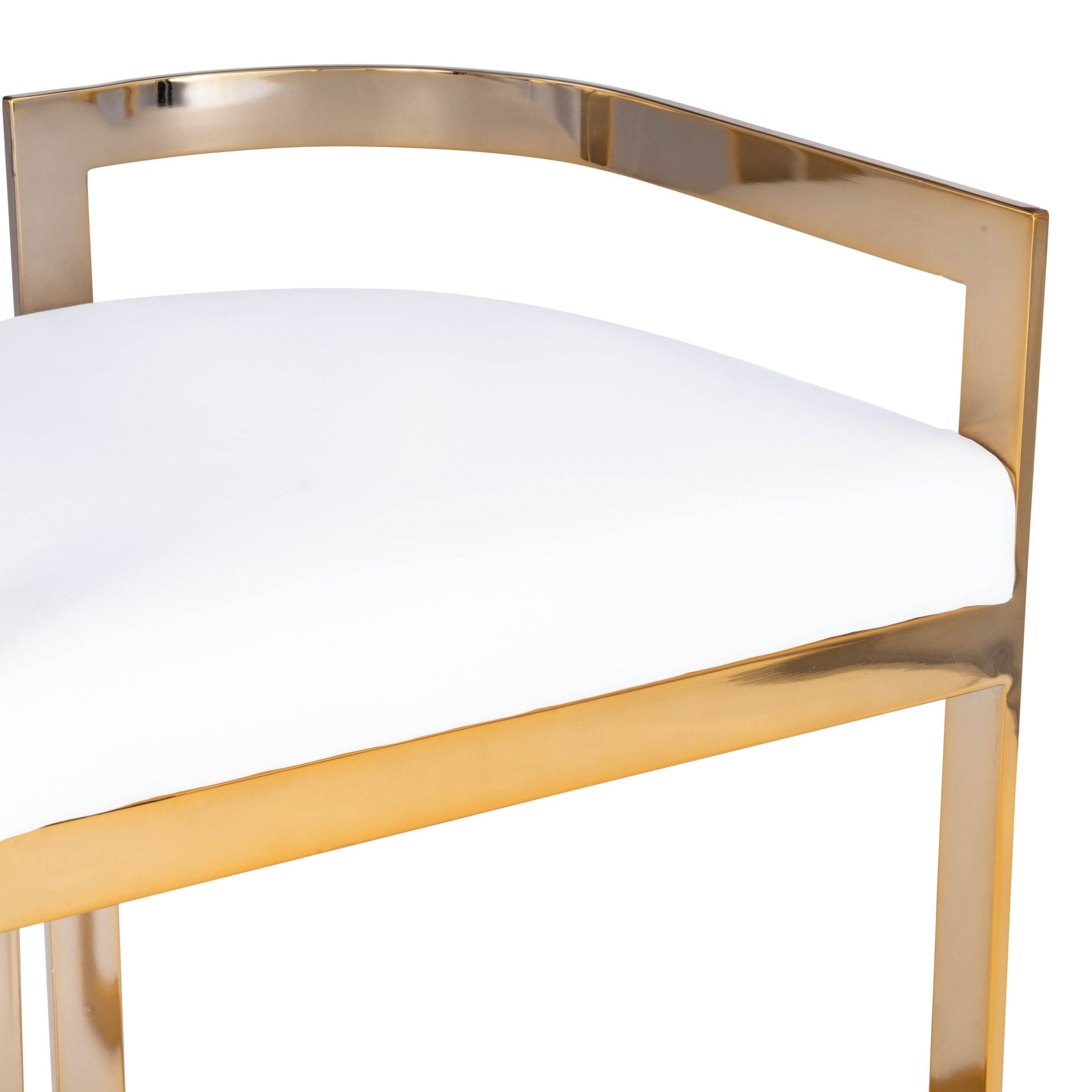 Iron Low Back Counter Height Bar Chair - White / Gold