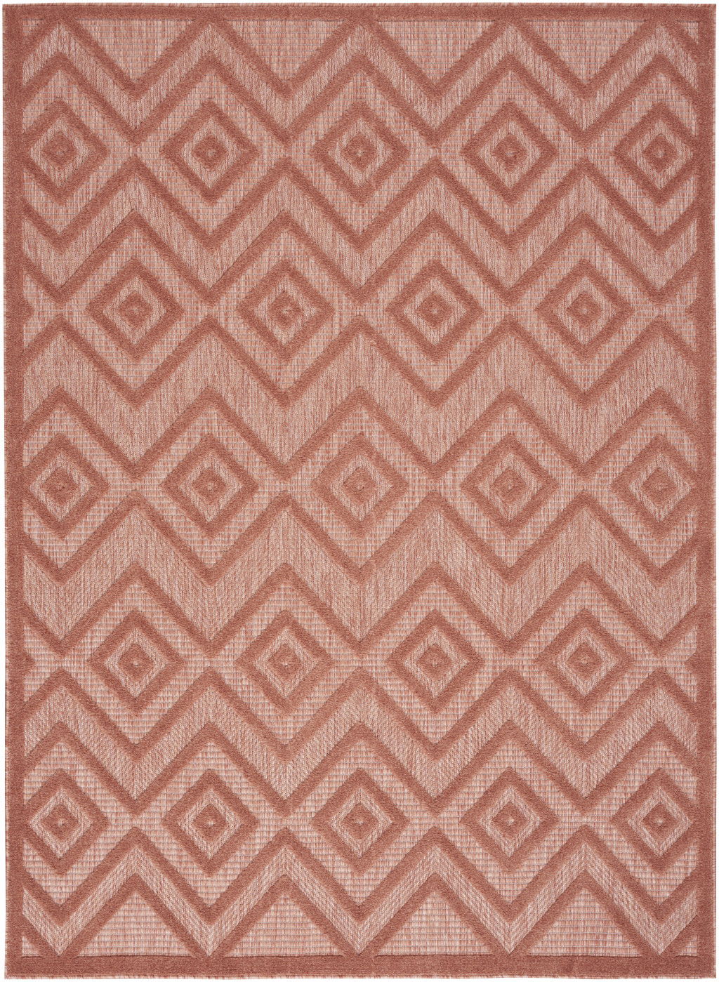 5' X 7' Argyle Indoor / Outdoor Area Rug - Coral Orange