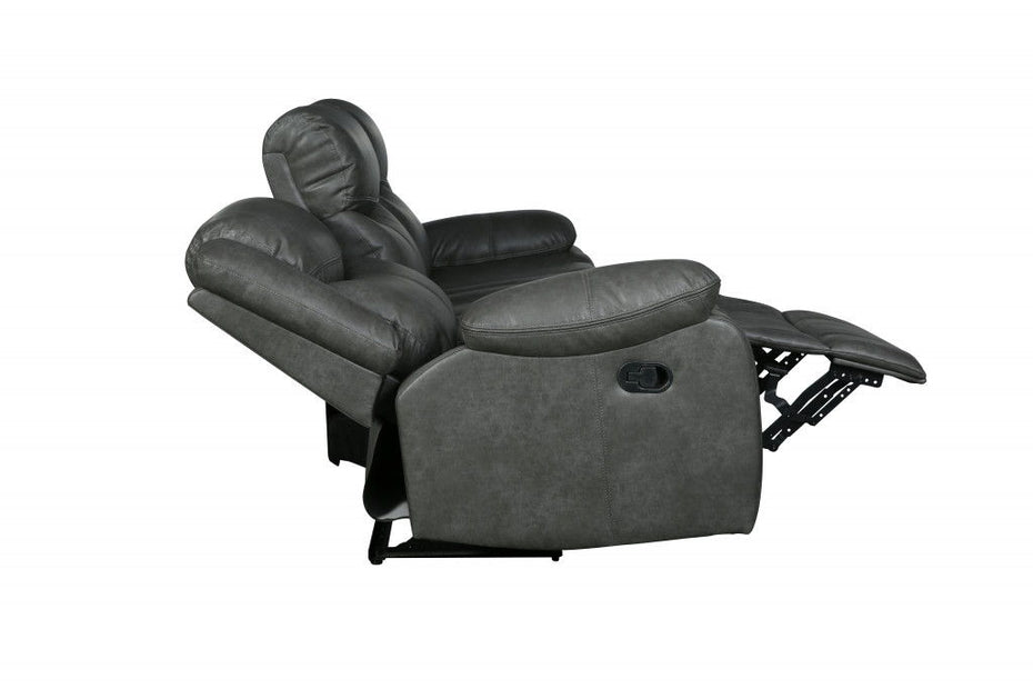 Faux Leather Manual Reclining Love Seat - Gray