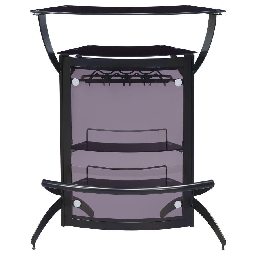 Dallas - 2-Shelf Curved Freestanding Home Bar Cabinet by CoasterEssence | Bel Furniture